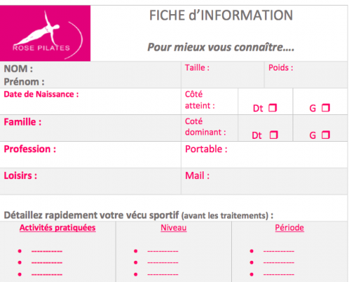 Fiche d'information Rose Pilates